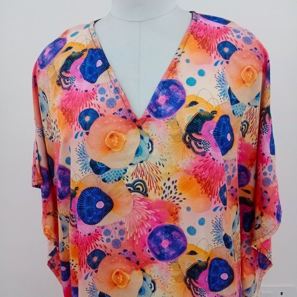 Sexy Maxi Kaftan Dress Multi Colors Polyester - Picture 2 of 3